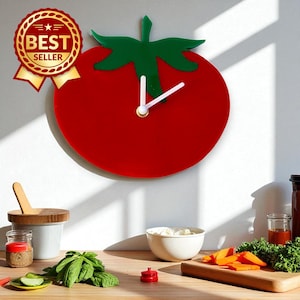 Tomato Shaped Clock – Bespoke Size & Shapes Made (Engraving Services)