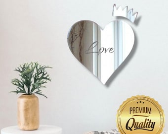 Heart with Crown Acrylic Mirror Wall Art - Bespoke Decor