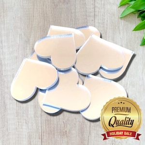 Juegos de espejos de corazón para manualidades y decoraciones - (Tamaños, formas y colores personalizados, aros o agujeros)