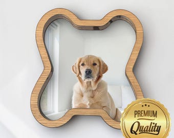 Dog Bone Rectangle Wall Mirrors, Personalised Sizes & Wooden Veneer Choices