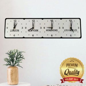 Personalized Four Time Zone Clock: Family & Friends Acrylic Wall Decor
