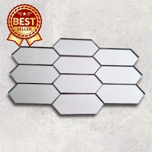Azulejos de espejo acrílico plateado: hexágono alargado, irrompibles