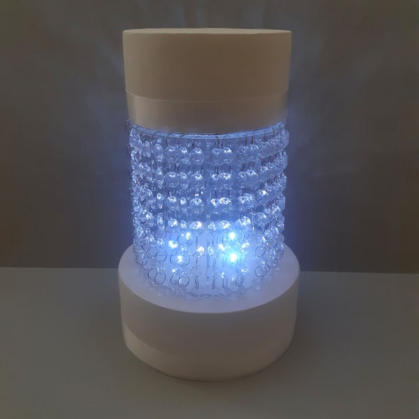 Crystal Style Acrylic Cake Stand Kit with LED Lights and Crystals - Round. Available in many sizes (Bespoke Styles/Shapes/Colours Made)