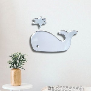Whale Large Acrylic Mirror Wall Art -  (Custom Sizes, Shapes and Colours)