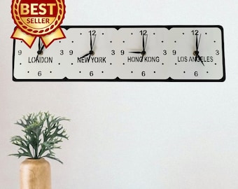 Personalized Four Time Zone Clock: Family & Friends Acrylic Wall Decor