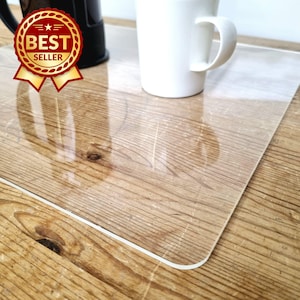 Acrylic Clear Worktop Savers - Plain or personalised engraving (Custom Sizes, Colours, Shapes)