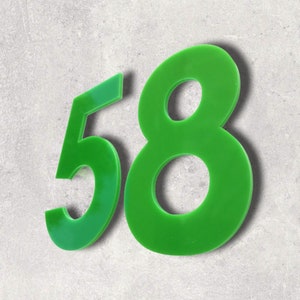 Bright Green, Floating Finish, Bespoke House Number (per digit) - Many Fonts and Size options