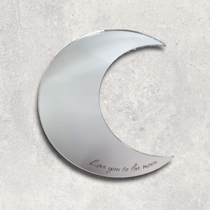 Moon Acrylic Mirror Wall Art: Personalized Engraving Options