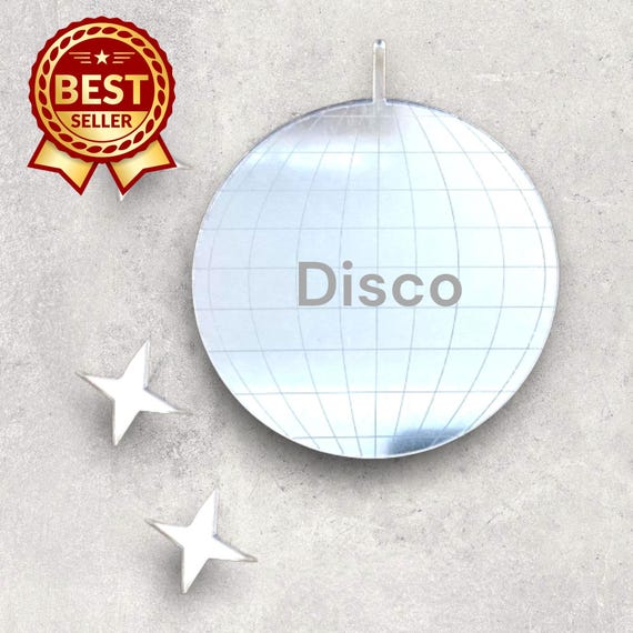 Disco Ball Acrylic Mirror Wall Art with Stars - Personalized Engraving