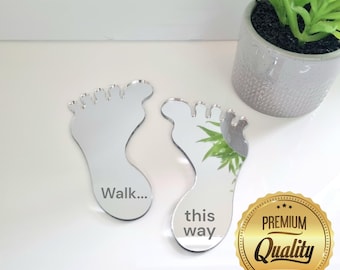 Acrylic Mirror Feet Wall Art: Personalized Engraving Available
