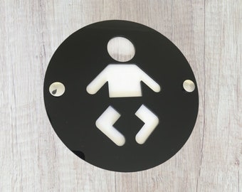 Baby Changing Round  Toilet Sign - Many Colour and Size Options (Bespoke Signs Made)