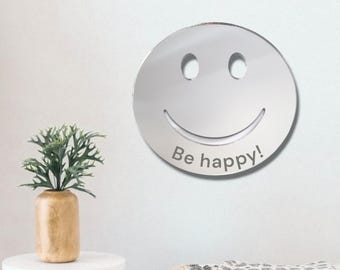 Acryl spiegelwandkunst smiley - gepersonaliseerde gravure