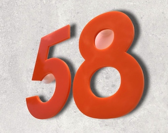 Orange, Floating Finish, Bespoke House Number (per digit) - Many Fonts and Size options