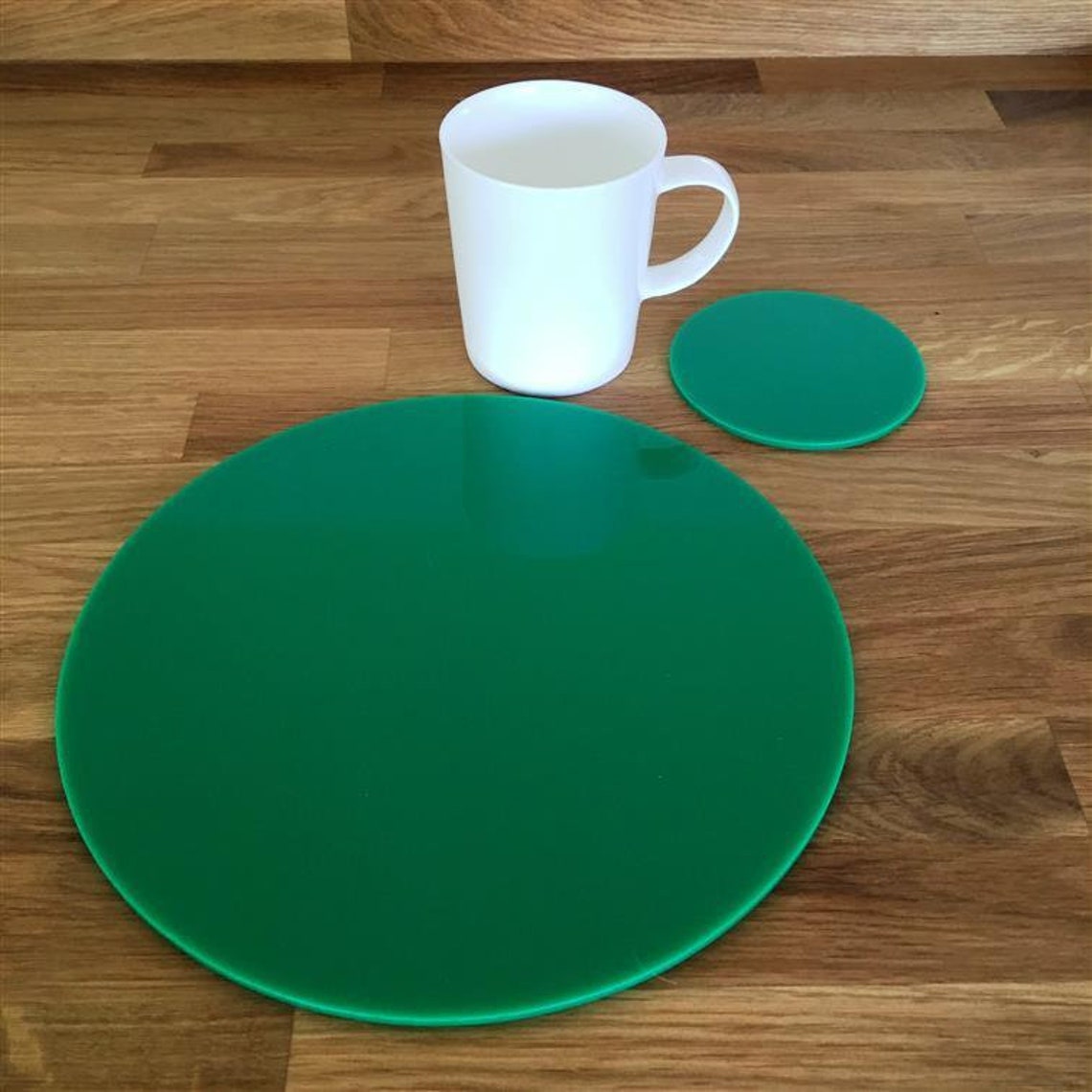 Round Placemat and Coaster Set Green Etsy