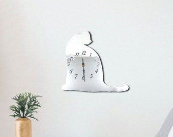 Cat Acrylic Clock – Many Colours Available (Bespoke Shapes and Sizes Made)