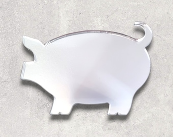 Pig Acrylic Mirror Wall Art - Many Size, Colour & Engraving Options (Bespoke Personalised Items Made)