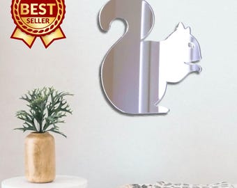 Squirrel Large Acrylic Mirror Wall Art -  (Custom Sizes, Shapes and Colours)