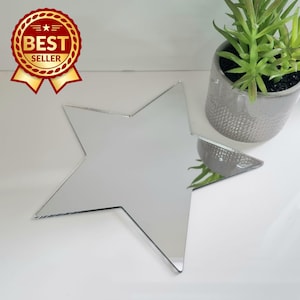 Décoration murale miroir en acrylique avec étoiles - (Tailles, formes et couleurs personnalisées)