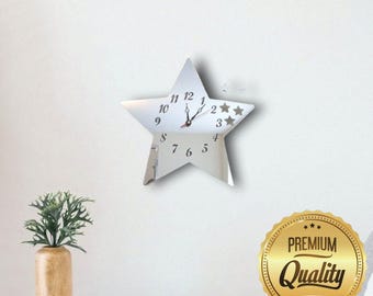 Stars out of Star Acrylic Clock – Many Colours Available (Bespoke Shapes and Sizes Made)