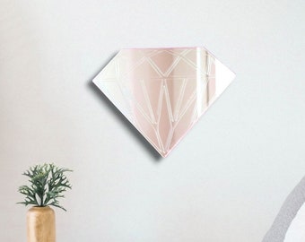 Etched Diamond Large Acrylic Mirror Wall Art - Many Size Options (Bespoke Personalised Items Made)