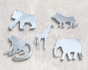 Safari Animals, Set of Acrylic Mirror Wall Art - Many Size Options (Bespoke Personalised Items Made)