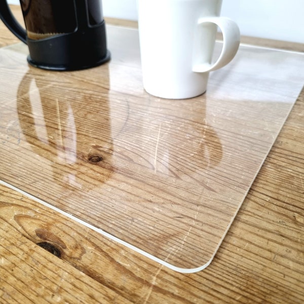 Acrylic Clear Worktop Savers - Bespoke Size Table Protectors