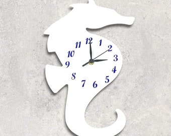 Seahorse Acrylic Clock – Many Colours Available (Bespoke Shapes and Sizes Made)