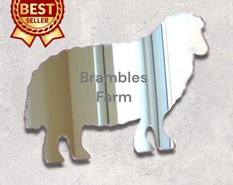 Sheep Acrylic Mirror Wall Art: Engraved Farmhouse Decor