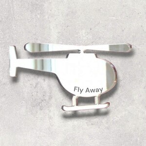 Helicopter Acrylic Mirror Wall Art - Many Size/Colour Options, Plain or Personalised Engraving (Bespoke Items Made)