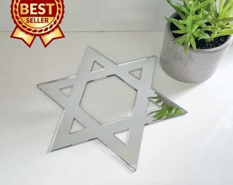 Star of David Acrylic Mirror Wall Art -  (Custom Sizes, Shapes and Colours)