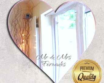 Heart Acrylic Mirror Wall Art: Personalized Engraving Options