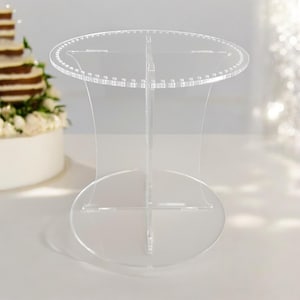 Acrylic Cake Stand for use with crystals (crystals strings not included) - Round. Available in many sizes (Bespoke Shapes/Colours Made)