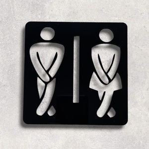 Square Crossed Legs Toilet Sign - Many Colour & Size Options (Bespoke Signs Made)