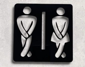 Square Crossed Legs Toilet Sign - Many Colour & Size Options (Bespoke Signs Made)