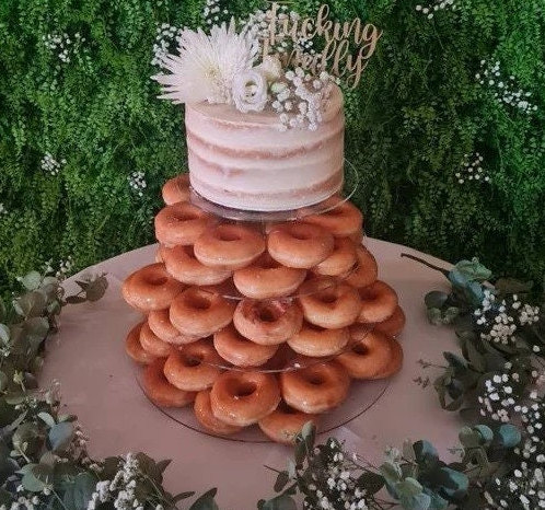 Alzata Per Torte In Legno Di Acacia Con Coperchio Acrilico Trasparente, 37 Cm, Espositore Per Torte, Dessert E Pane, Per Feste E Matrimoni - 3