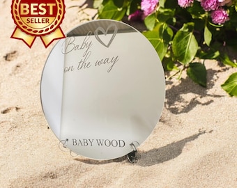 Personalized Baby Announcement Mirror with Stand