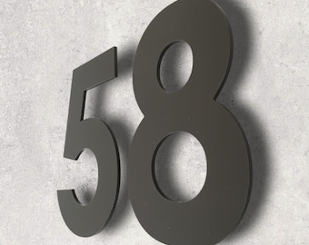 Graphite Matt, Floating Finish, Bespoke House Number (per digit) - Many Fonts and Size options