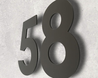 Graphite Grey, Floating Finish, Bespoke House Number (per digit) - Many Fonts and Size options