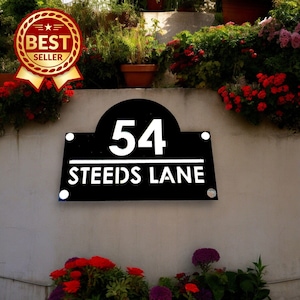 Rounded Top Rectangular House Name Sign - Many Colour and Style Options (Bespoke Signs Made)