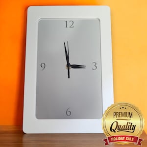 Zegary prostokątne z lustrzaną ramą w dwóch kolorach – niestandardowe kolory i okleiny drewniane