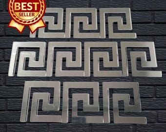 Silver Greek Key Acrylic Tiles: Eternity & Unity Decor
