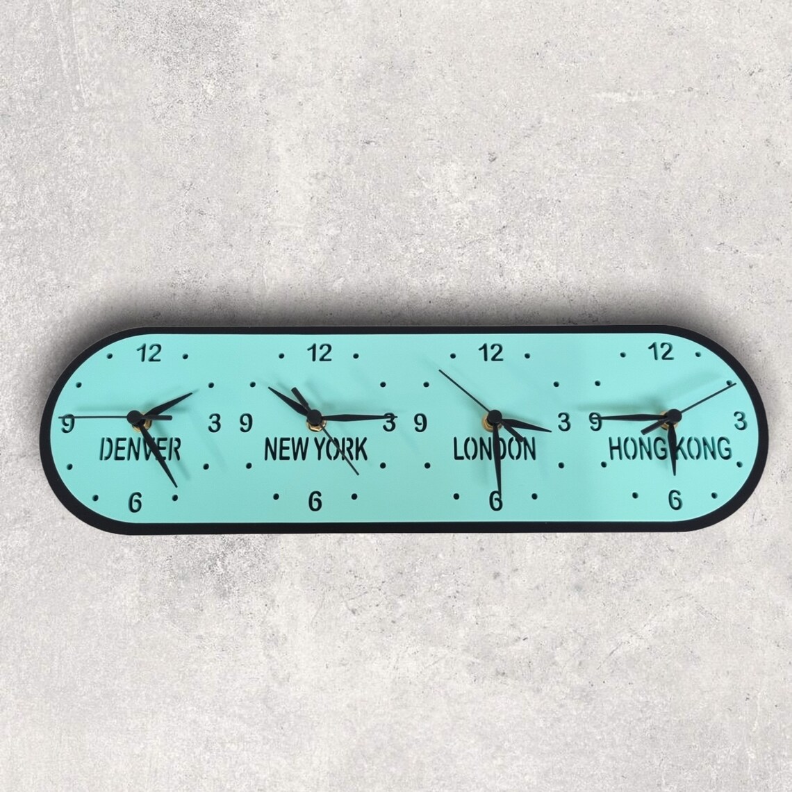 Personalised Four Time Zone Clock rounded With Both Wall Etsy UK