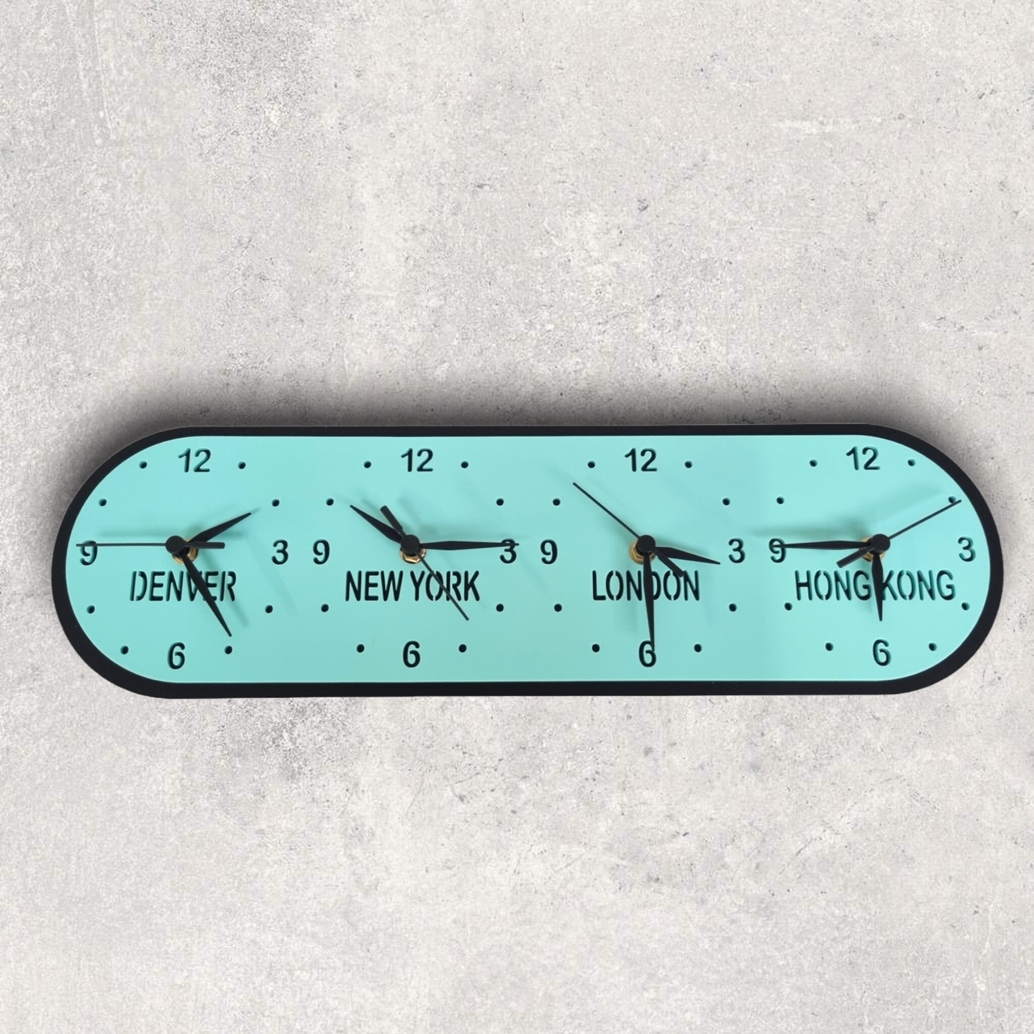 Personalised Four Time Zone Clock rounded With Both Wall Etsy UK