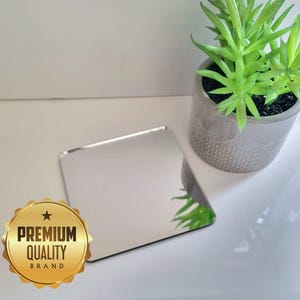 Square with Rounded Corners Acrylic Mirror Wall Art - Many Size/Colour Options, Plain or Personalised Engraving (Bespoke Items Made)