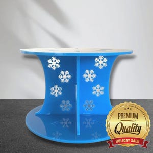 Okrągły lub kwadratowy stojak/separator na ciasto z filarami w kształcie płatków śniegu - (niestandardowe rozmiary, kształty i kolory)