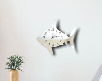 Shark Acrylic Clock – Many Colours Available (Bespoke Shapes and Sizes Made)