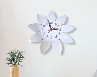 Flower Acrylic Clock – Many Colours Available (Bespoke Shapes and Sizes Made)