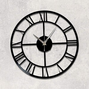 Roman Numberal Skeleton Style Acrylic Clock – Many Colours (Bespoke Shapes and Sizes Made)