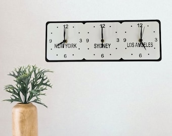 Personalized Three Time Zone Clock: Family, Friends, & Place Names