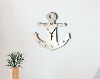 Ships Anchor Acrylic Clock – Many Colours Available (Bespoke Shapes and Sizes Made)